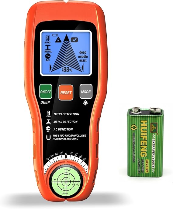 7 in 1 Stud Finder Wall Scanner with LCD Display, Stud Wall Detector and Live Wire Detection, Wood Metal Pipe and Cable Detector for Walls, Electric Wire and Pipe Locator for Home Renovation and DIY