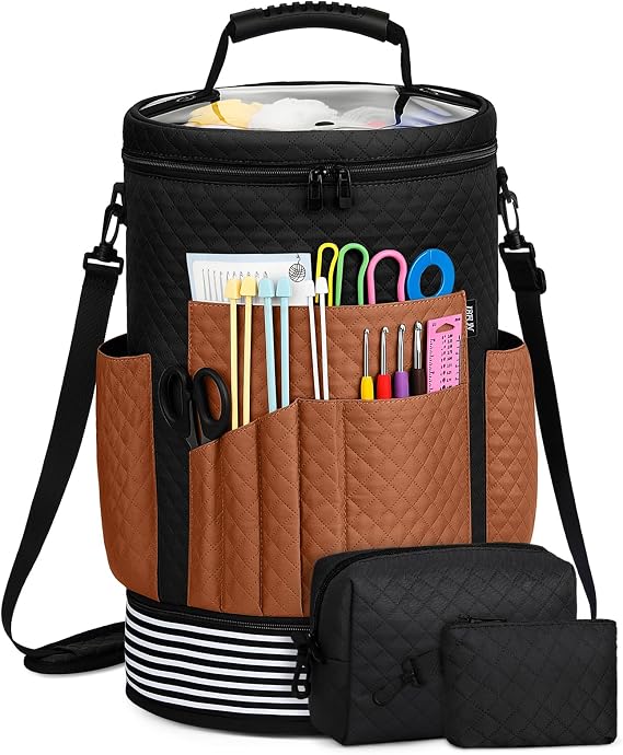 Crochet Yarn Knitting Bag 3PCS Expandable Large Yarn Storage Organizer Bag