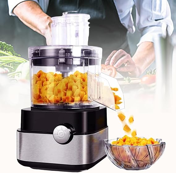Electric Vegetable Dicer, 5l Vegetable Fruit Cutting Machine, 600w Food Processor 5 Types of Molds 2 Speed Adjustment Chopper Automatic Dicing Machine Removable for Home/Commercial