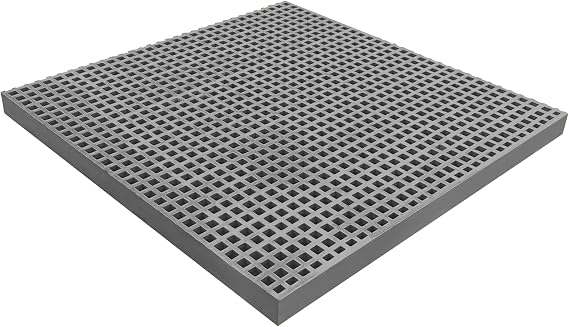 24x24in Fiberglass Molded Grating, FRP High Strength Grate Panel 11000 LBS Capacity 1.5'' Micro-Mesh Square Heavy Duty Bar Grating for Outdoor,Car Wash,Deck,Drain,Industrial Aera,Grey