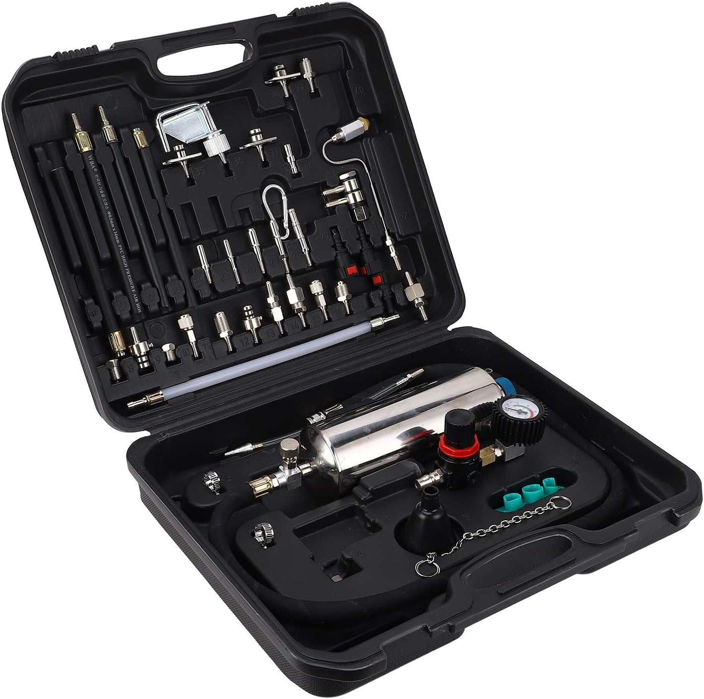Fuel Injector Cleaner Tool Kit, Automotive Injection Nozzle Throttle Hanging Bottle Cleaning Tool Set with Portable Toolbox for Automotive Repair