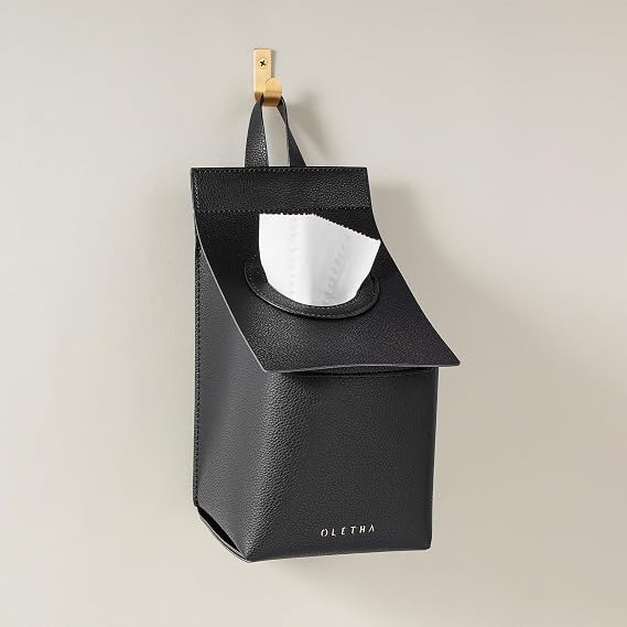 OLETHA Hanging Tissue Box Cover for Kleenex Cube Boxes, Black