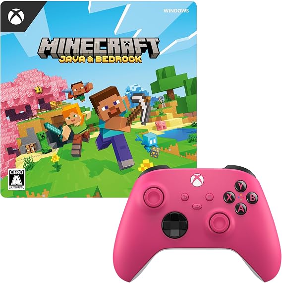 Windows version Minecraft Java & Bedrock Edition online code version ＋ Xbox Wireless Controller Set (Deep Pink)