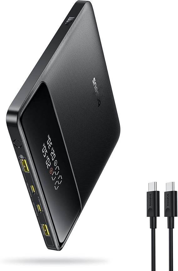 Baseus Laptop Portable Charger 100W 20000mAh, Blade Travel Power Bank Fast Charging 2 USB-C & 2 USB-A Port, Steam Deck Battery Pack for MacBook iPad iPhone 17/16/15/14/13 Samsung S24 etc.
