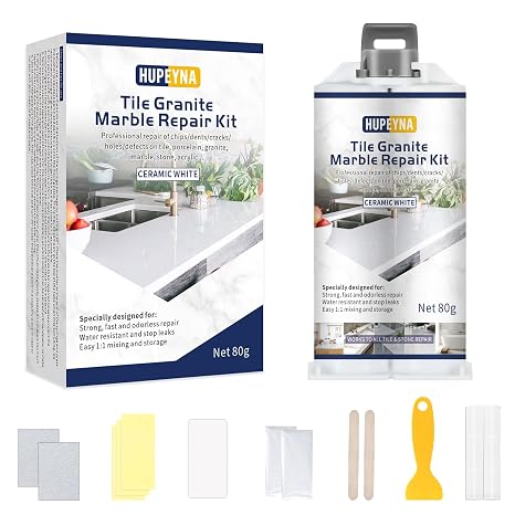 Bathtub Repair Kit White, Acrylic Tub Shower Tray & Granite Marble Repair, Waterproof and Leak-Proof Porcelain Tile Repair Kit to Repair Scratches, Holes, Cracks