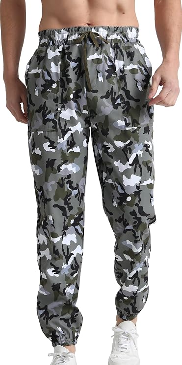 AUBIG Men's Lightweight Joggers Pants Casual Drawstring Quick Dry Workout Track Running Gym Elastic-Waist Athletic Pants