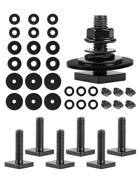 T Slot Bolts for Roof Rack Cross Bars, Platform, Cargo Basket, Stainless Square T Track Bolt Adapter to Secure Bike/Ski/Kayak Rack, Solar Panel, Awning, 4mm Thick