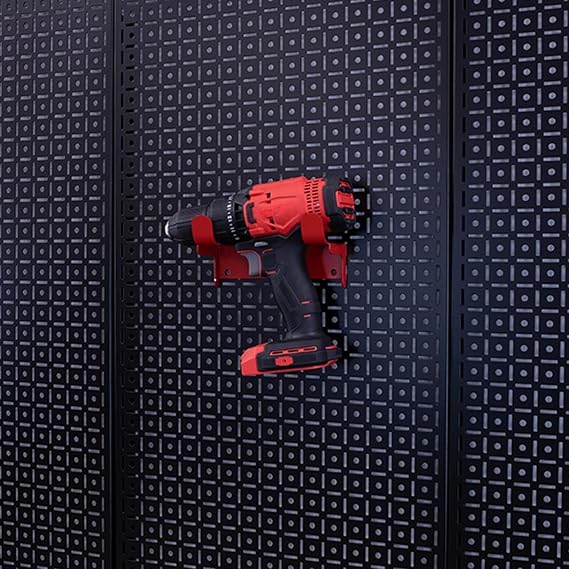 Universal Tool Cradle XL Metal Pegboard Accessory for Drills, Garden Tools, Hammers & More | Fits OmniWall 5 x 48 Panel | Durable Powder Coated Finish | Available in 6 Colors (Red)