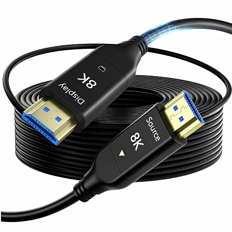 8K HDMI Fiber Optic Cable Long 2.1 6.6FT/2M, Unidirectional 48Gbps High Speed Optical HDMI Cord 8K@60Hz 4K@120Hz eARC HDR10 HDCP 2.2/2.3 for TV/Projector/PS5/Xbox/Soundbar
