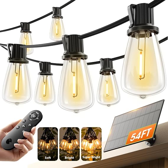 KYY 54(48+6) FT Solar String Lights Outdoor with USB Port Remote