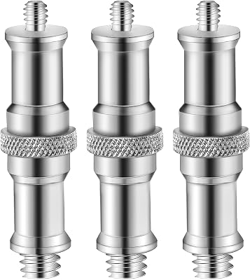 3 Pieces Standard 14 to 38 inch Metal Male Convertor Threaded Screw Adapter Spigot Stud for Studio Light Stand, HotshoeColdshoe Adapter, Ball Head, Wireless Flash Receiver, Trigger