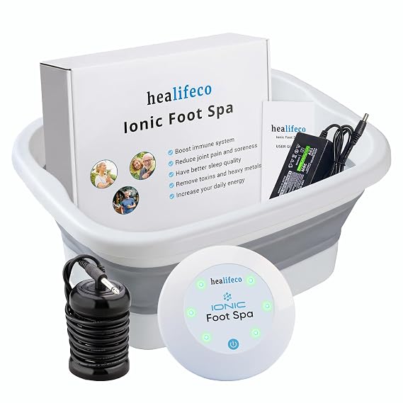 Ionic Foot Spa by Healifeco Ion Foot Bath Detox Machine - For Toxins & Heavy Metals Activates 2,000 Foot Detox Nodes Easy 30-Min Home Detox 90,000+ Happy Users Trust It - With Basin