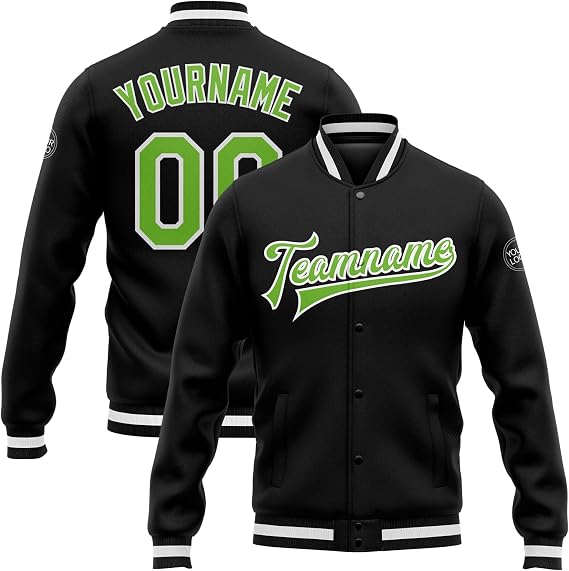 Custom Letterman Jacket Varsity Baseball Pullover Sport Bomber Coat Patchwork Baseball Jackets with Pocket Stitched Text