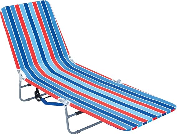 Rio Brands Backpack Beach Chair, Steel, Polyester, Blue and Red, 8.5 lbs