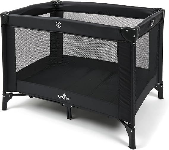 Babylo Alpha Travel Cot, Lightweight, Easy to set up, Black