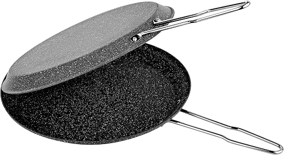 OMS Double Sided Round Granite Fish Pan 32cm - Black
