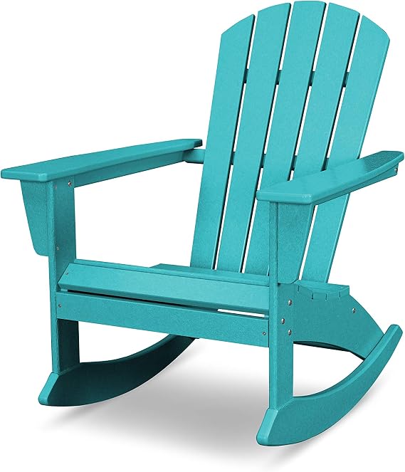 POLYWOOD Nautical Adirondack Rocking Chair in Aruba
