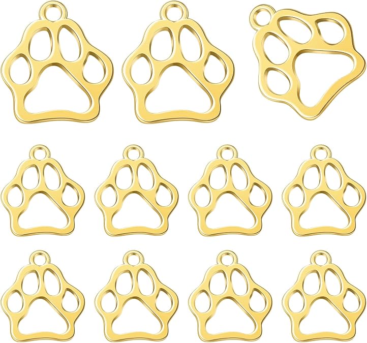 BronaGrand 100pcs Animal Paw Charm Alloy Bear Cat Dog Paw Print Charms Jewelry Pendants for Earring Bracelet DIY Jewelry Making Findings