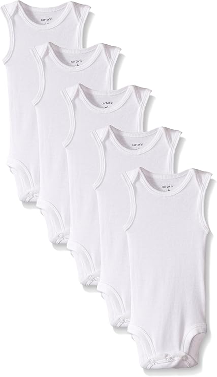 Carter's 5-pack Baby Unisex White Sleeveless Bodysuits