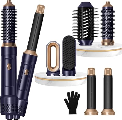 6 in ONE Blow Dryer Brush,Air Curling Iron Round Brush Blow Dryer 800W,Ionic Hair Dryer Brush for Women, Hot Air Brush Hair Styling Tools 100-120V