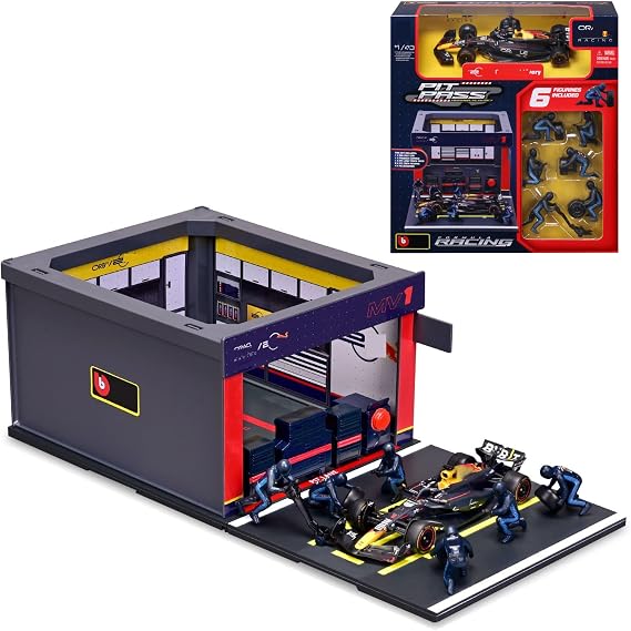 HTLNUZD 1/43 F1 RB20#1Pit Stop Series Alloy Racing Car Model with 6 Pit Crew Figures, Collectible Vehicle for Enthusiasts Gift