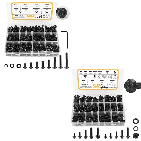 Homwin 512Pcs M6 Bolts Nuts Kit and 286Pcs Flange Metric Bolt Assortment Bundle