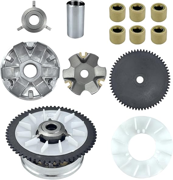 GY6 49cc 50cc Complete Variator Kit for 139QMB 139QMA 4 stroke Engines | with 6.5g Roller Weights Front Clutch Drive Pulley for Scooter Moped ATV Go-Kart