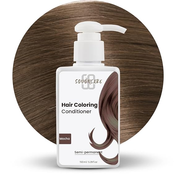 SOVONCARE Hair Color Depositing Conditioner, Semi Permanent for Colored Hair 5.28 OZ, Mocha Hair Dye Results in 10 Mins, Haircare Color Cruelty-Free