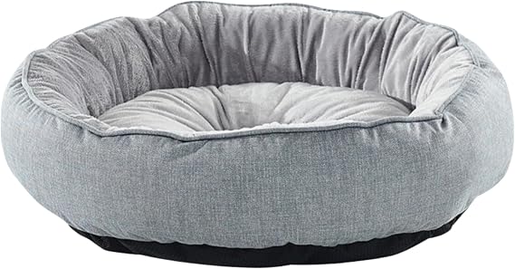 Pet Dreams Russell Luxury Cat/Dog Bed, Anti-Slip Underlayment, Certified Plush Fabric, Washable, Silicone Fiber Filled (Grey, 55 x 55 cm)