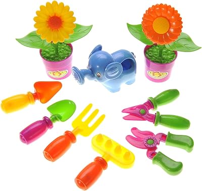 PowerTRC Toddler Gardening Set, Gardening Tools Toy - 9 Pieces Pretend Gardening Toys, Toddler Learning Toys, Summer Toys for Boys Girls Ages 3