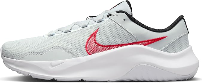 Nike Legend Essential 3 Next Nature Men's Workout Shoes (DM1120-010, Pure Platinum/White/Black/University Red) Size 7.5