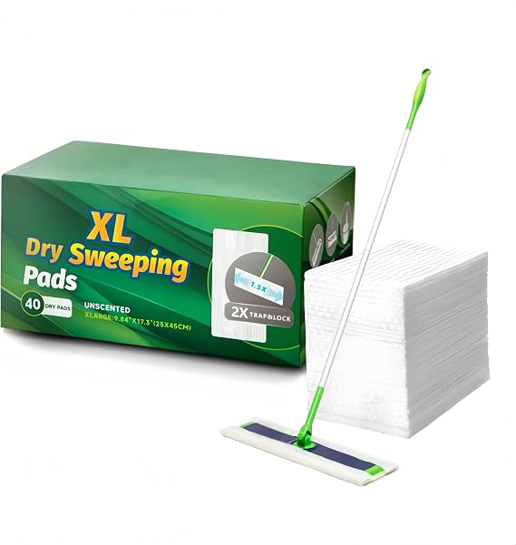 XL Dry Sweeping Cloths Disposable Mop Pads Dry Mop Refills Fit for Swiffer X Large Sweeper, 9.8"x17" Extra Thick and Large, 80 Counts
