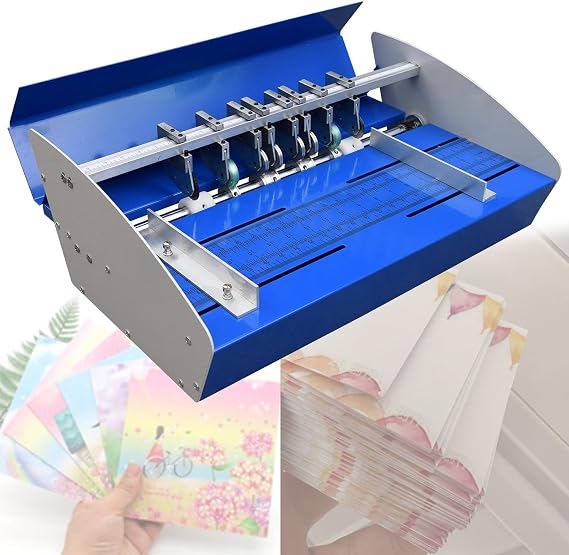 Electric Creaser Scorer 3-in-1 Crease/Dotted Line/Cut Paper Machine with Work Bench All Metal Construction for Files, Photos, and Cards 520mm