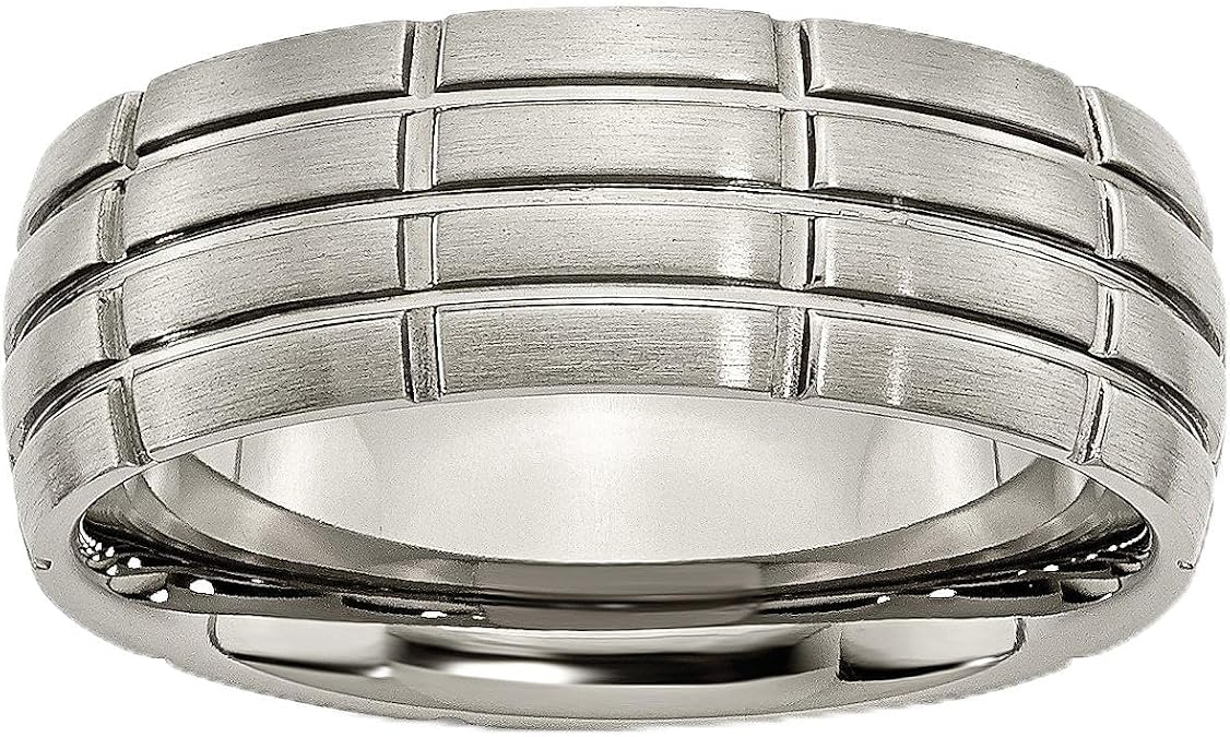 Chisel Titanium Brushed Center 8mm Grooved Band Size 14