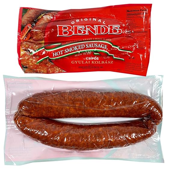 Hot Hungarian Brand Smoked Sausage,#34;Csipos Gyulai Kolbasz", 2 Links per Pack