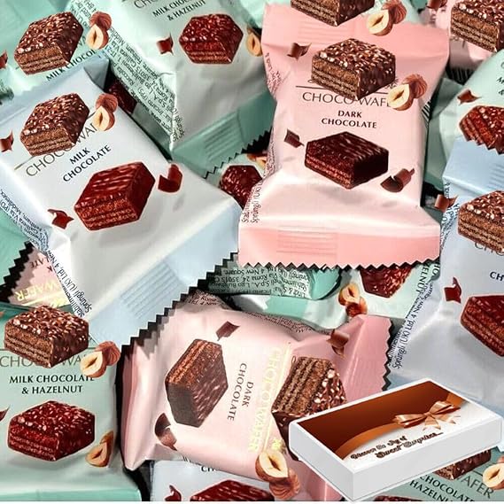 Choco Wafer Assorted Chocolate – 690g- Assorted Crispy Wafer Biscuits Covered in Milk & Dark Chocolate – Mixed Chocolate Wafer Selection Box for Sharing, Gifting & Everyday Snacking - lnd