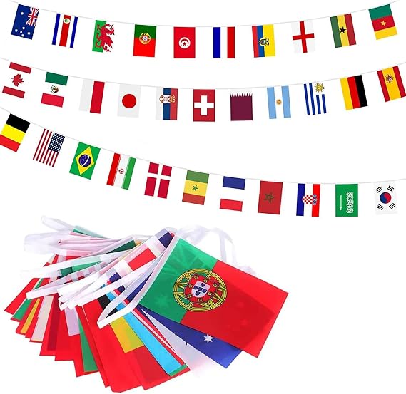 42ft/13m World Flags Bunting 50 Countries, Flags of the World Bunting International Flag Bunting Banner World Cup Football 2026 Olympic Games Party Decorations for Garden Outdoor Bar Street