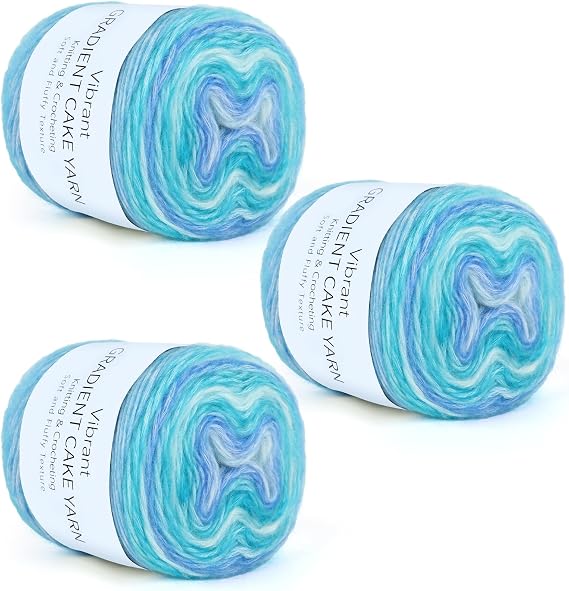 Aeelike Cake Yarn for Crocheting, Soft Ombre Crochet Yarn, Blue Green