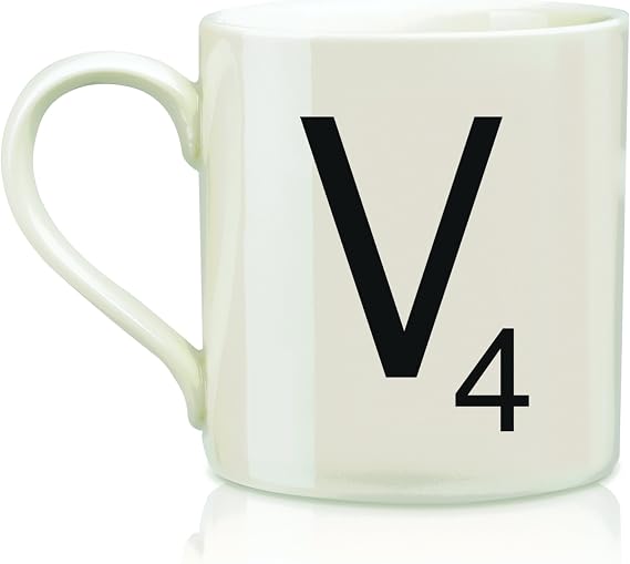 SCRABBLE Vintage Ceramic Letter "V" Tile Coffee Mug