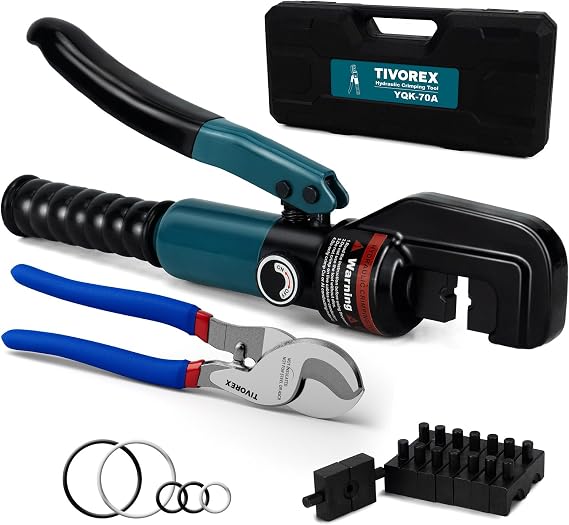 Hydraulic Crimping Tool with Cable Cutter, 12-2/0 AWG