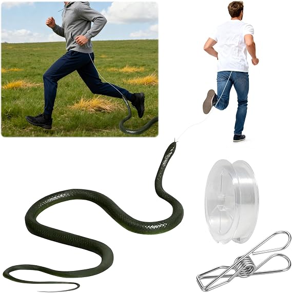 Snake Prank with String and Clip,Fake Snake Pranks for Adults,Snake Prank with String Clip,Fake Snake Prank Kit,Rubber Snake Toy,Rubber Snakes Prank Set,Clip on Snake Prank,Snake on a String Prank