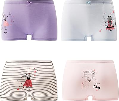 Girls Cotton Underwear Soft Boy Shorts Kids Boxer Briefs PantiesPack of 5