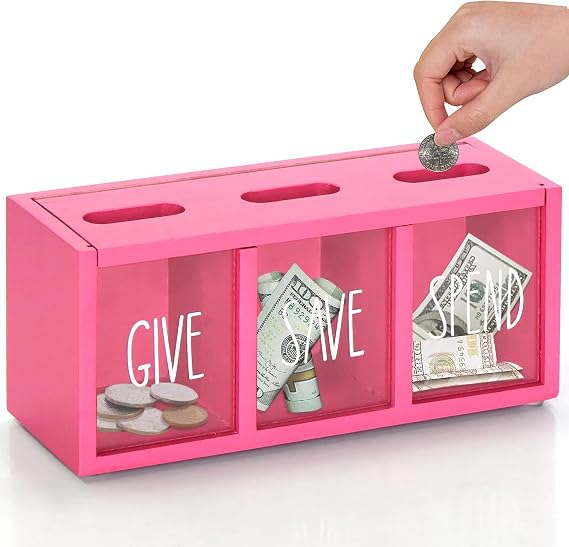 Wooden Money Saving Box for Adults, Piggy Bank for Kids, Wall-Mount Kids Banks for Bills and Coins,Visualized Saving Box Boalord for Bedroom, Living Room, Laundry Room, Countertop