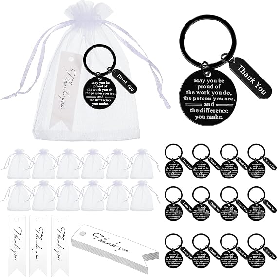 Yinkin 36 Pcs Employee Appreciation Thank You Keychains Gifts Bulk, Black