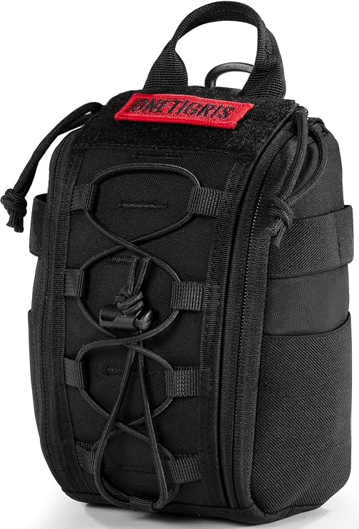 OneTigris IFAK Molle Pouch, Tactical First Aid Bag Medical Admin Pouches | Features D-ring hook, trauma kit organizer & EMT MED attachment for belt & backpack. Empty for outdoor & emergency uses