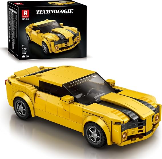 Reobrix 818 Chevrolet Camaro Yapı Taşları Seti, 1:24 Ölçekli Bumblebee Model Araba Yapı Kiti, Gençler ve Yetişkinler için Yarış Arabası Yapı Oyuncağı, 327 ADET