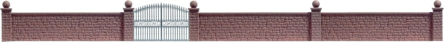 Busch 6014 Stone Wall with Metal gate HO Scenery Scale Model Scenery