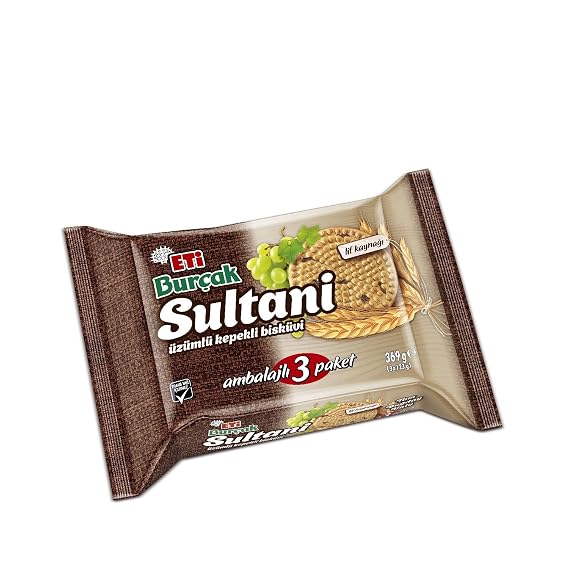 Eti Burcak Sultani Bran Biscuit with Raisins 414g,