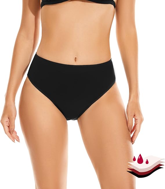 OVRUNS Period Swimwear Bikini Menstrual Leakproof Swim Bottoms Waterproof UV 50+ Light Flow for Teens Girls Women