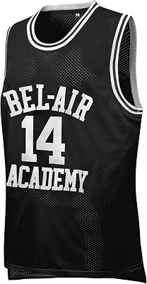 14 The Fresh Prince of Mens Bel Air Academy Basketball Jersey 90s Hip Hop Clothing Mesh Stitched Sports for Party Black-M